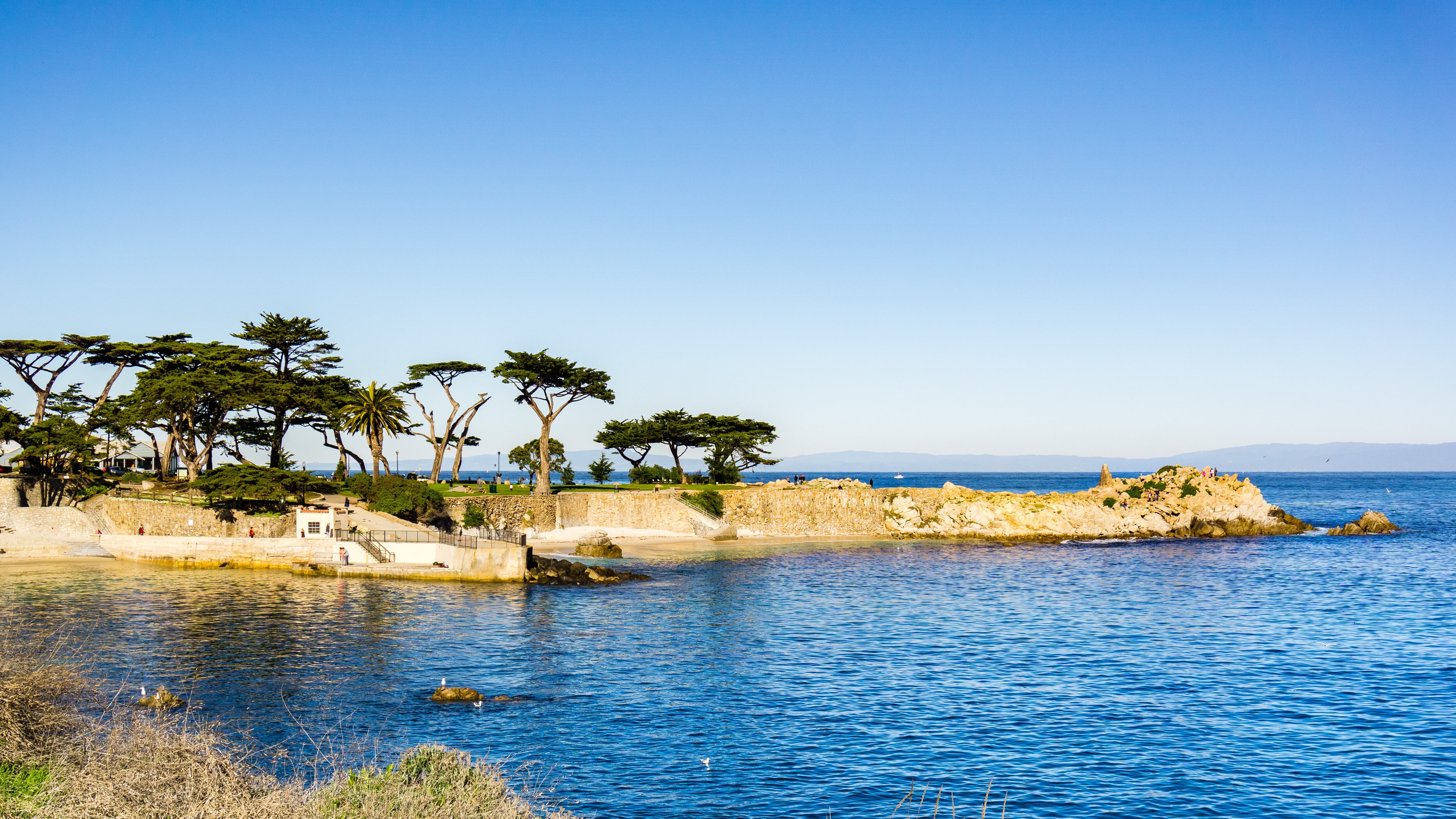 Lovers Point on a sunny and clear winter day, Pacific Grove, Monterey bay area, California